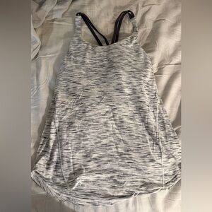 lululemon tank with built in bra, size 4, grey/white